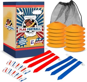 Play Platoon 14 Player Flag Football Set - 14 Football Belts & Cones, 42 Flags