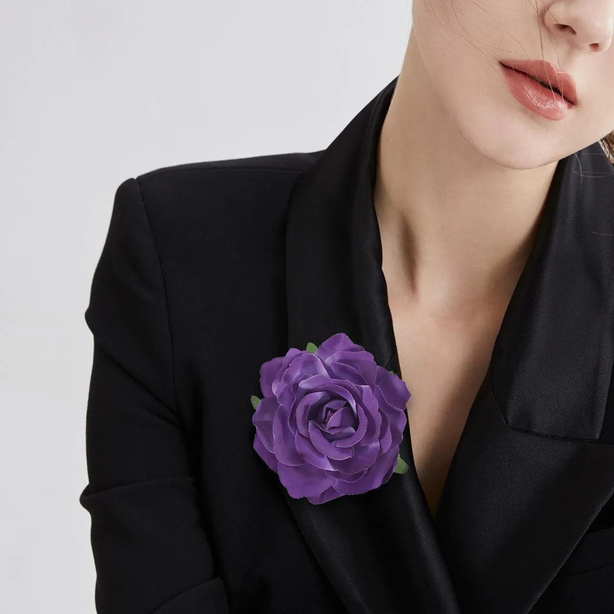 Purple Rose Brooches Flower Hair Clips for Women | Brooches and Pins | Hair Accessories| Valentines Hair Clips, Wedding Hair Accessories for Women | Lapel Pin
