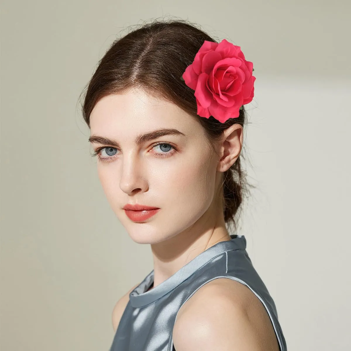 Red Rose Brooches Flower Hair Clips for Women | Brooches and Pins | Hair Accessories | Valentines Hair Clips, Wedding Hair Accessories for Women | Lapel Pin