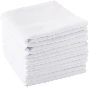 Scotamalone Men's Handkerchiefs 100% Soft Cotton White Hankie Hankerchieves