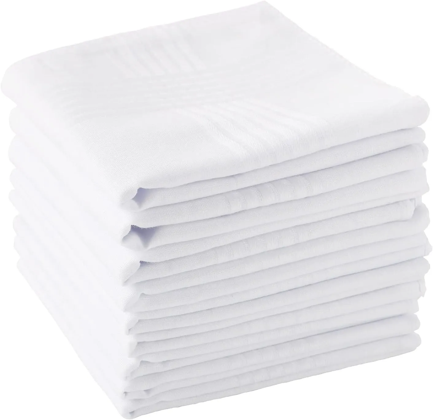 Scotamalone Men's Handkerchiefs 100% Soft Cotton White Hankie Hankerchieves