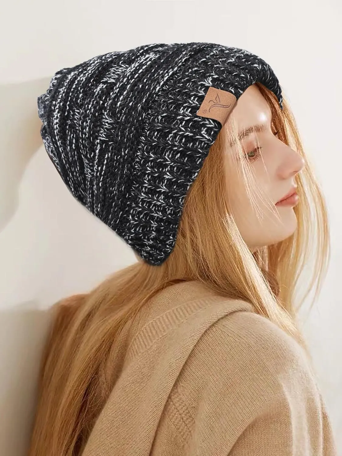 Soul Young Ponytail Messy Bun Beanie Tail Knit Hole Soft Stretch Cable Winter Hat for Women
