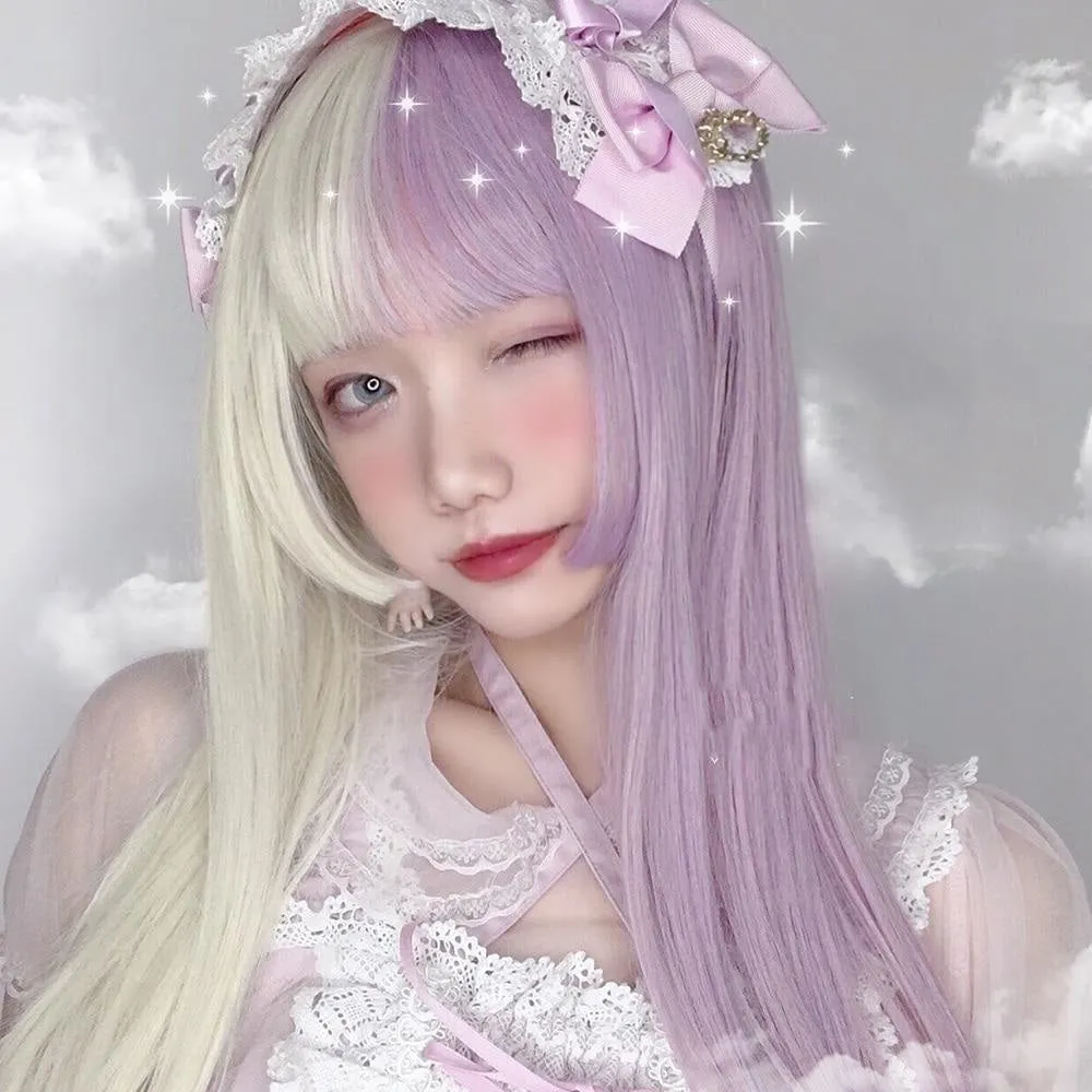 Split Lavender Blonde Wig