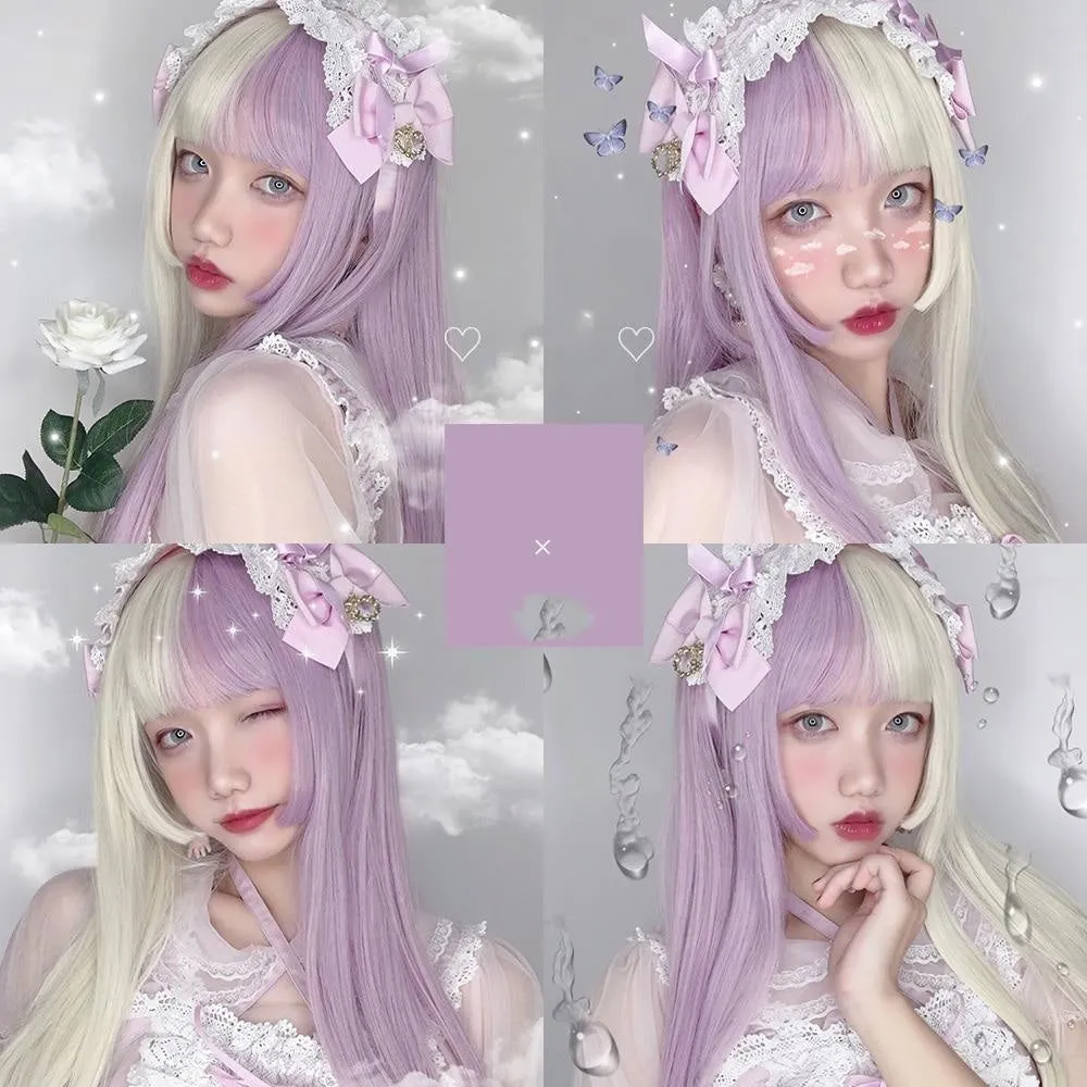 Split Lavender Blonde Wig