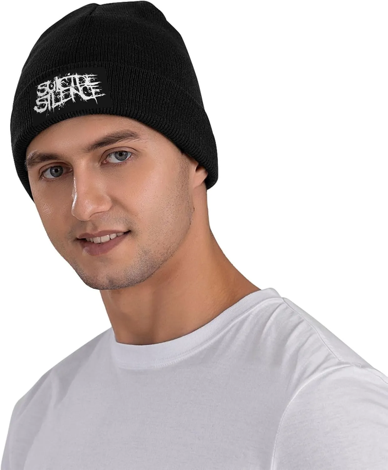 Suicide Music Silence Knit Cuffed Beanie Hat Warm Beanies Soft Slouchy Winter Hats Men's Women's Daily Caps Black
