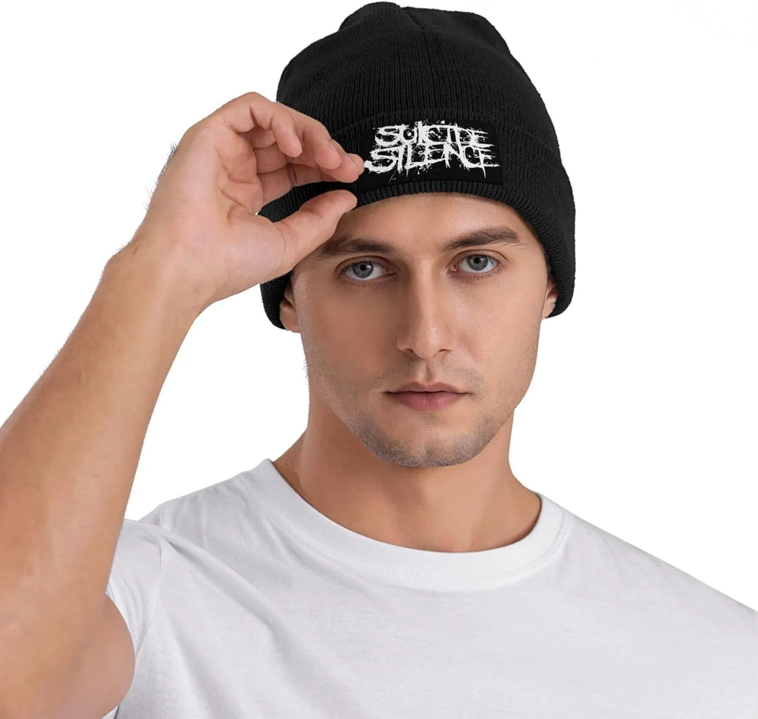 Suicide Music Silence Knit Cuffed Beanie Hat Warm Beanies Soft Slouchy Winter Hats Men's Women's Daily Caps Black