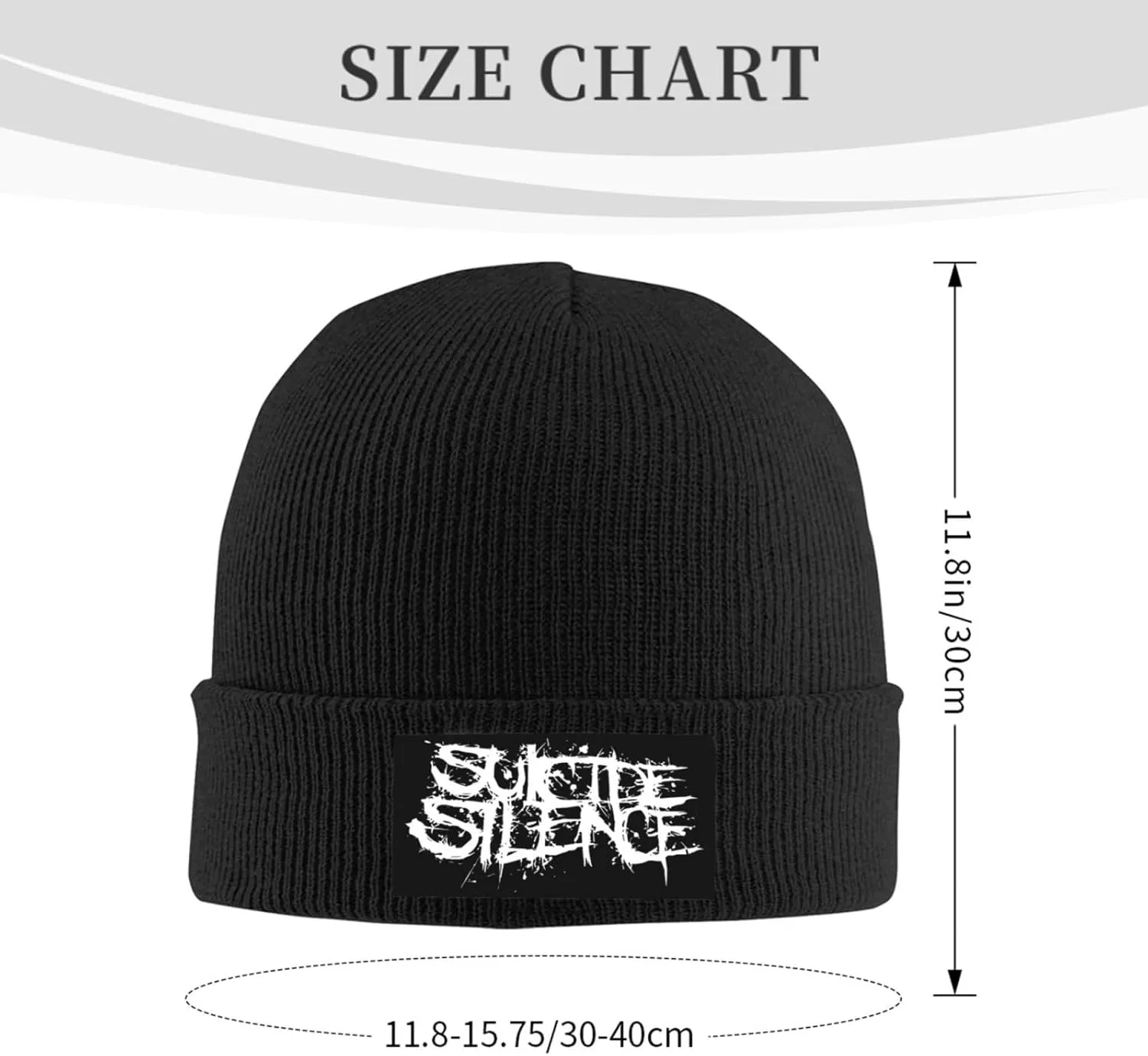 Suicide Music Silence Knit Cuffed Beanie Hat Warm Beanies Soft Slouchy Winter Hats Men's Women's Daily Caps Black
