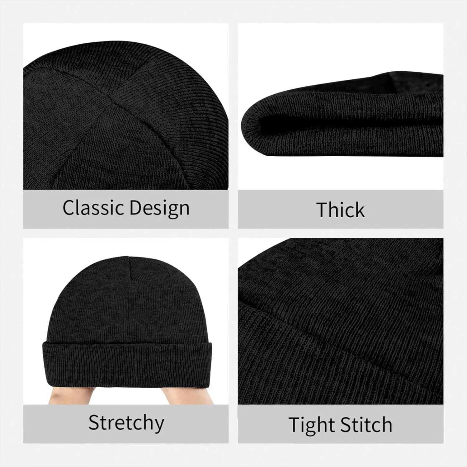 Suicide Music Silence Knit Cuffed Beanie Hat Warm Beanies Soft Slouchy Winter Hats Men's Women's Daily Caps Black