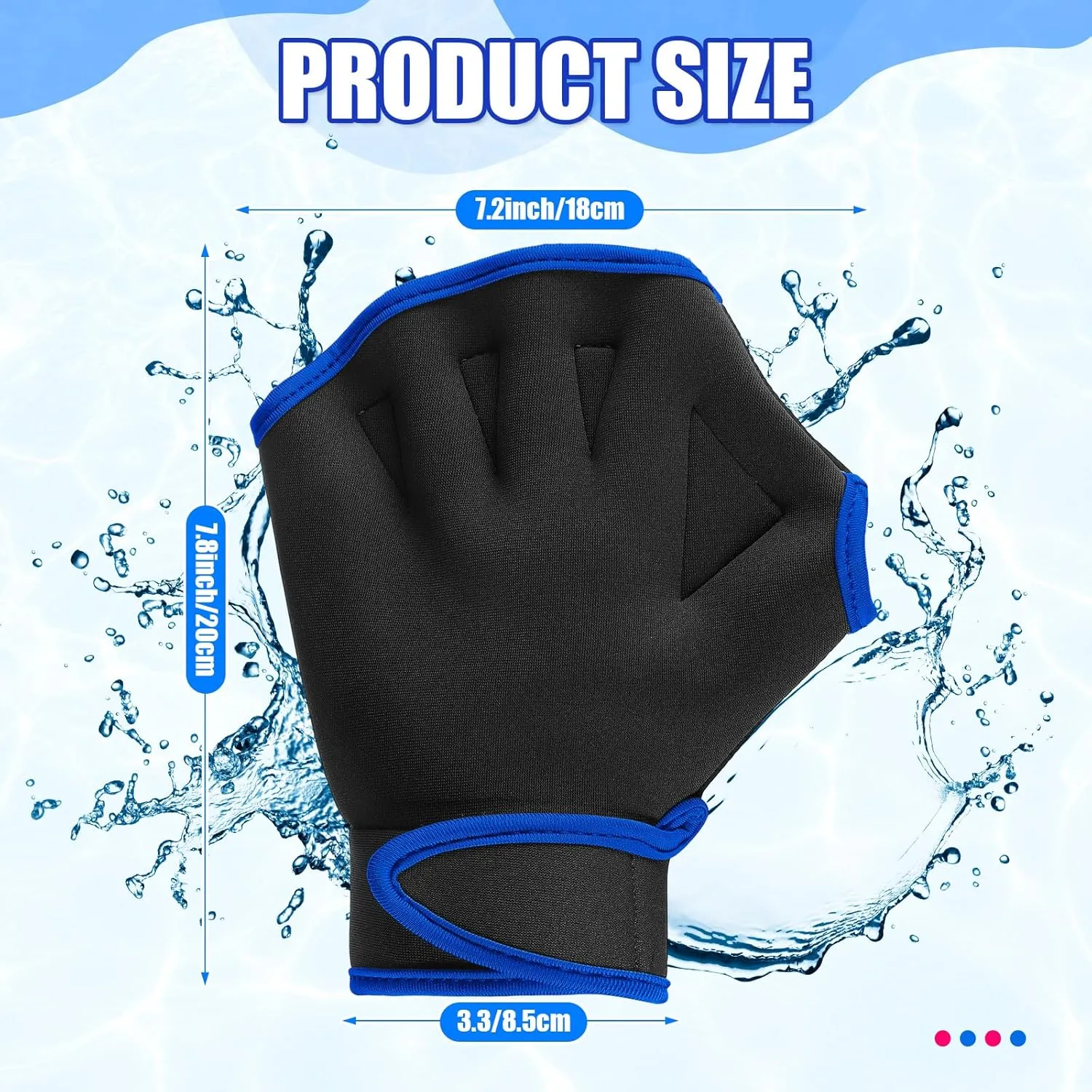 Sumind 2 Pairs Swimming Gloves Aquatic Training Gloves Neoprene Mittens Webbed Fitness Water Resistance Training Mittens for Men Women Swimming Diving with Wrist Strap