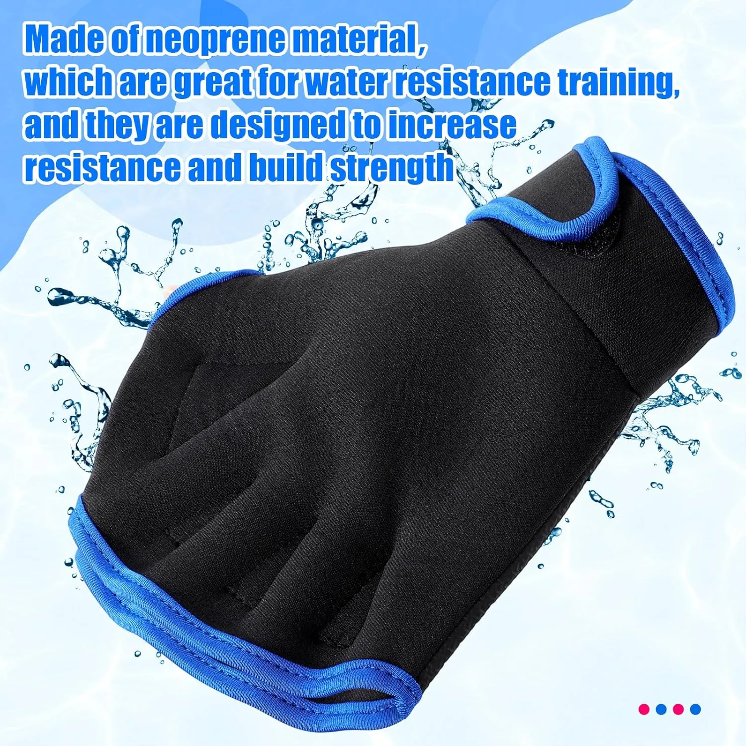 Sumind 2 Pairs Swimming Gloves Aquatic Training Gloves Neoprene Mittens Webbed Fitness Water Resistance Training Mittens for Men Women Swimming Diving with Wrist Strap