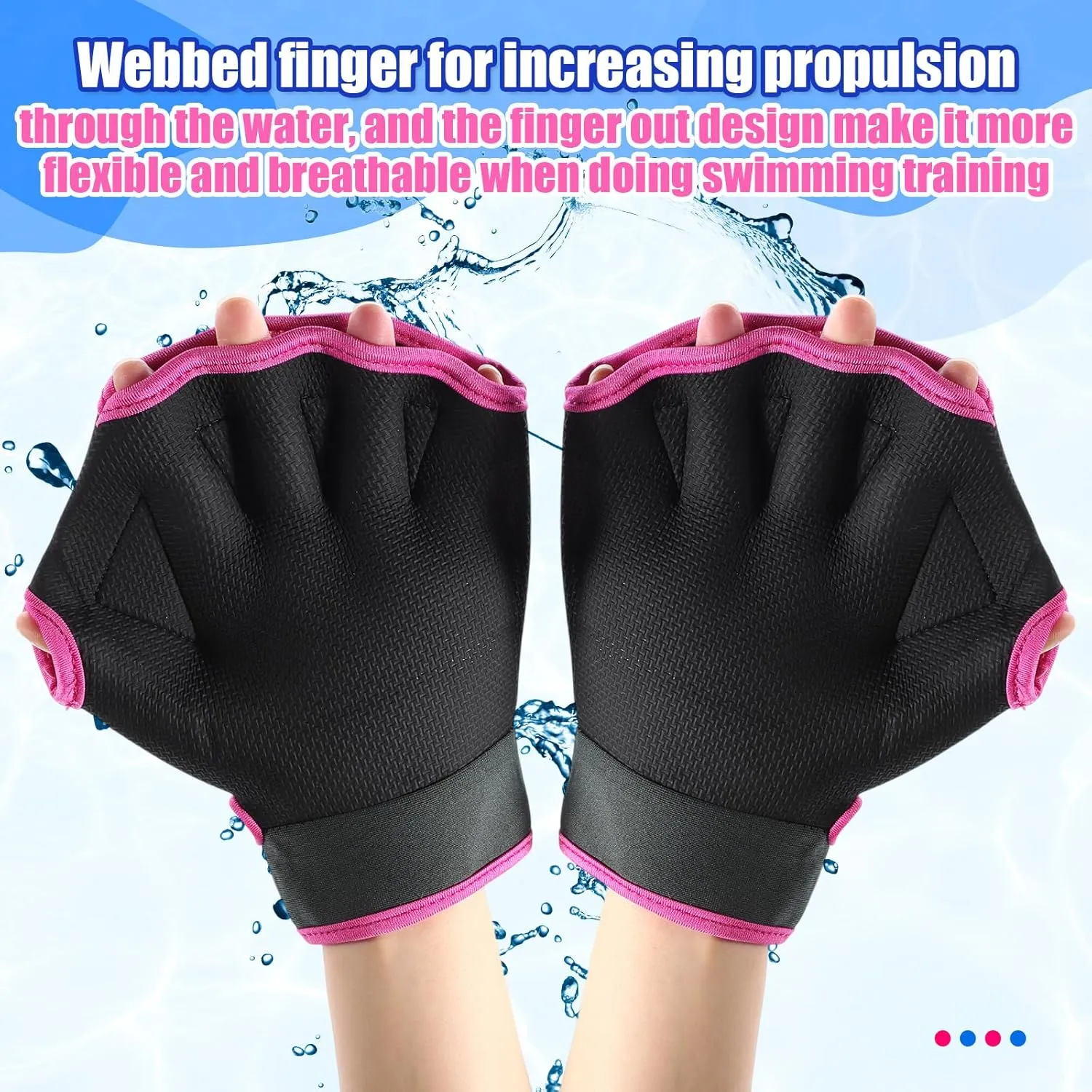 Sumind 2 Pairs Swimming Gloves Aquatic Training Gloves Neoprene Mittens Webbed Fitness Water Resistance Training Mittens for Men Women Swimming Diving with Wrist Strap