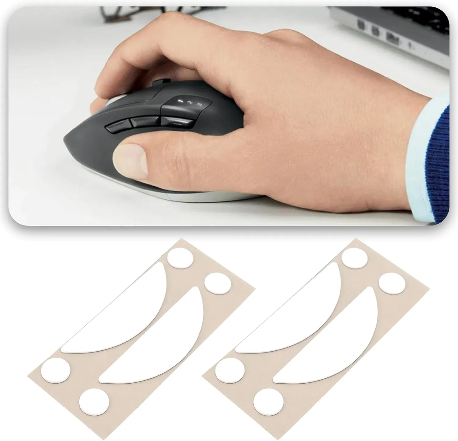 The Lord of the Tools 2 Set White Mouse Feet Silent Replacement Pads Skates Glide Feet PTFE Compatible with Logitech M590 Multi-Device Wireless Mouse