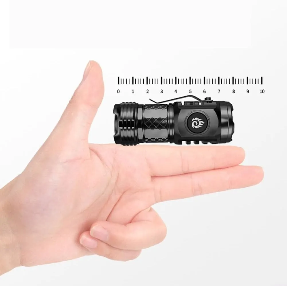 Three-Eyed Mini Flashlight, Mini Flash Super Power Flashlight, USB Chargeable LED Torchlights with Intense Lumens, Mini Petite Flash Super Power Torch, 8.1*3*2.8cm/3.12*1.2*1.1in, Black