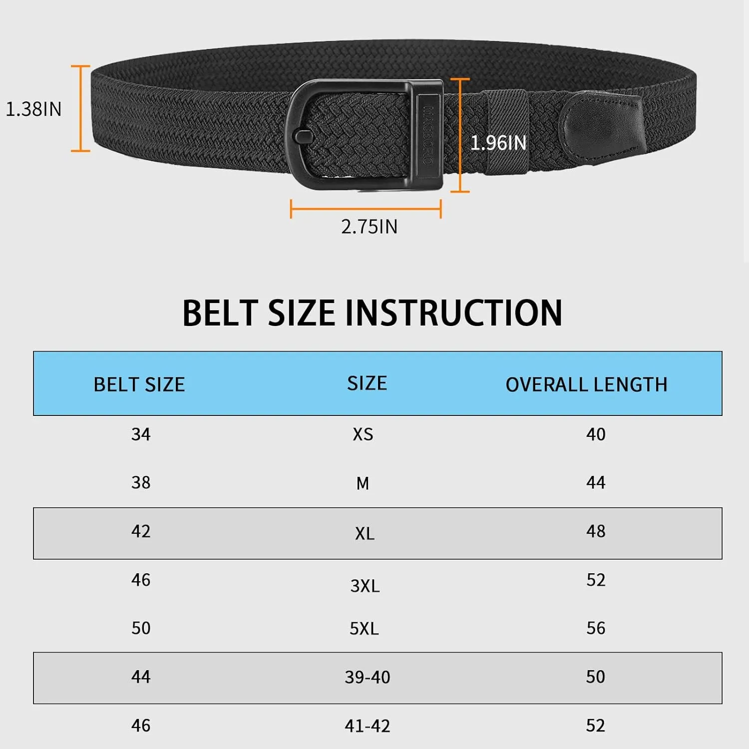 Tsa Approved Hypoallergenic Nickel Free Non Metal Belt for Men Elastic Stretch Braided Golf Accessories Belt