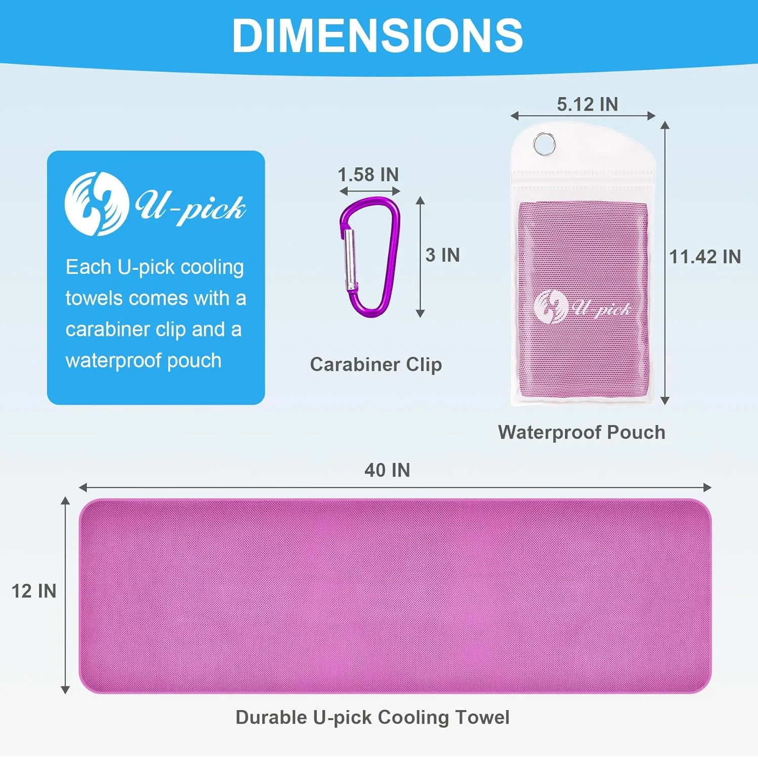 U-pick Cooling Towel(40"x12"), Breathable Cooling Towels for Neck and Face, Cool Down Sweat Rags for Hot Weather, Gym, Yoga, Softball, Baseball, Sports, Athletes, Camping 10 Packs