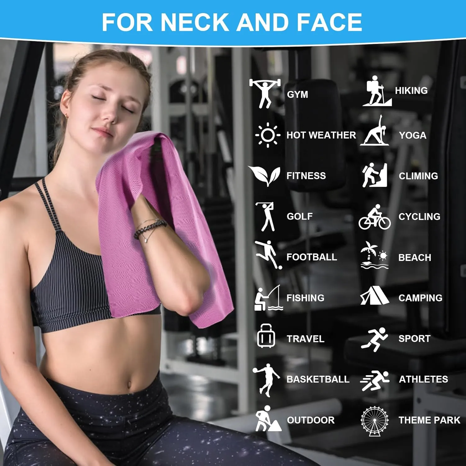 U-pick Cooling Towel(40"x12"), Breathable Cooling Towels for Neck and Face, Cool Down Sweat Rags for Hot Weather, Gym, Yoga, Softball, Baseball, Sports, Athletes, Camping 10 Packs