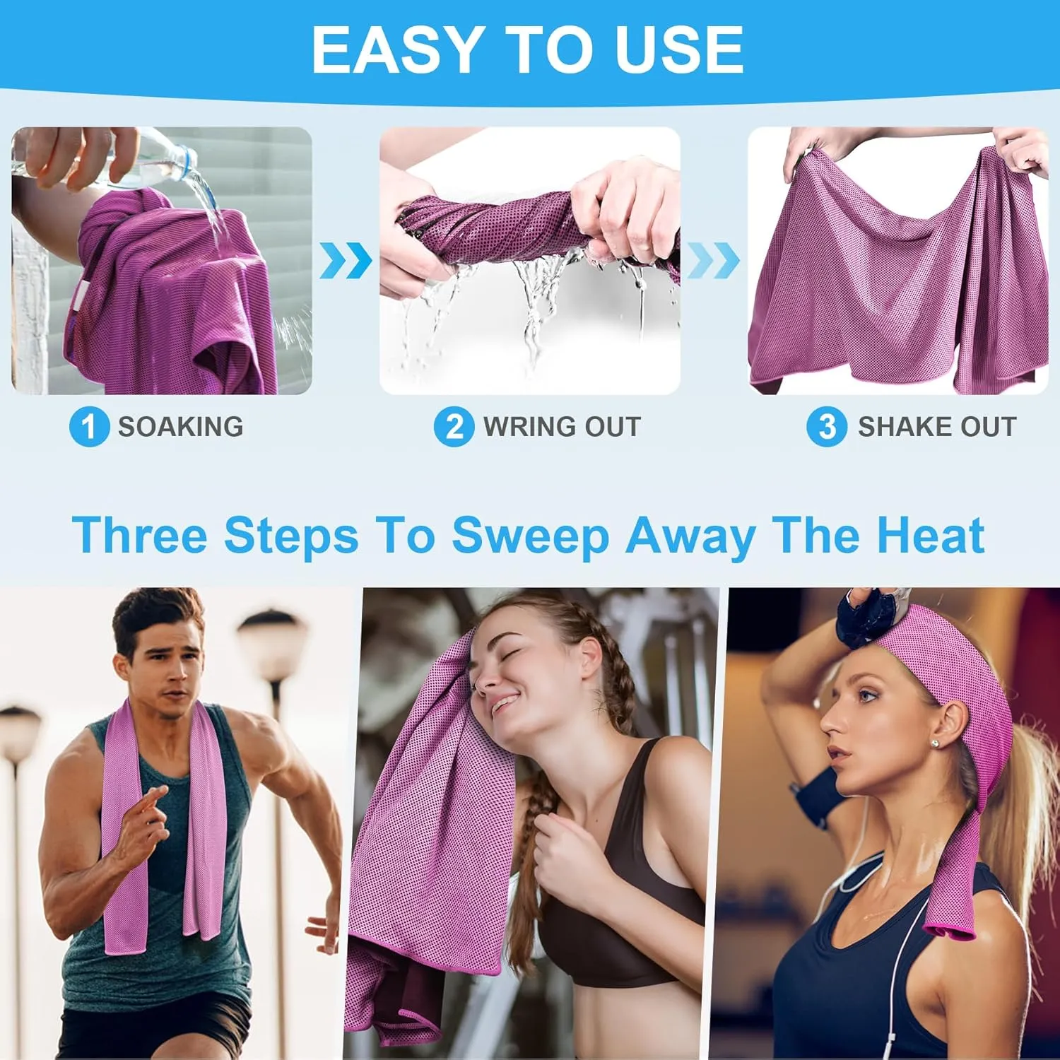 U-pick Cooling Towel(40"x12"), Breathable Cooling Towels for Neck and Face, Cool Down Sweat Rags for Hot Weather, Gym, Yoga, Softball, Baseball, Sports, Athletes, Camping 10 Packs
