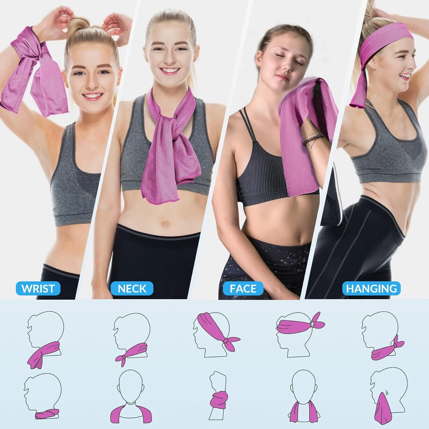 U-pick Cooling Towel(40"x12"), Breathable Cooling Towels for Neck and Face, Cool Down Sweat Rags for Hot Weather, Gym, Yoga, Softball, Baseball, Sports, Athletes, Camping 10 Packs