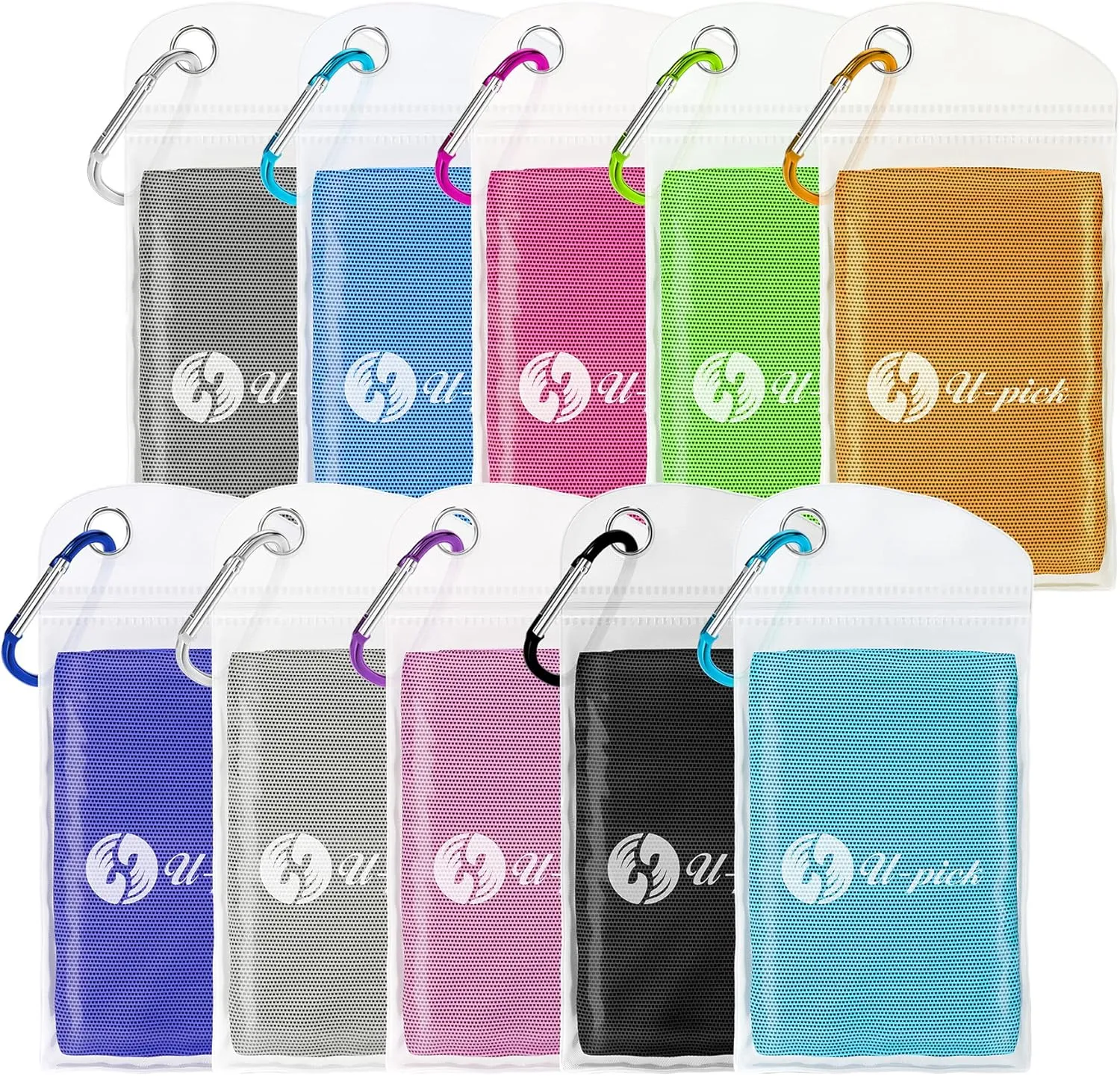 U-pick Cooling Towel(40"x12"), Breathable Cooling Towels for Neck and Face, Cool Down Sweat Rags for Hot Weather, Gym, Yoga, Softball, Baseball, Sports, Athletes, Camping 10 Packs