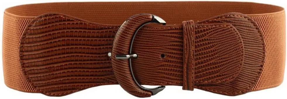 VOCHIC PU Leather Elastic Wide Belt for Women Ladies Dress Stretch Thick Waist Belts