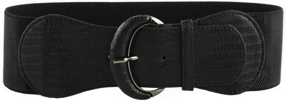 VOCHIC PU Leather Elastic Wide Belt for Women Ladies Dress Stretch Thick Waist Belts