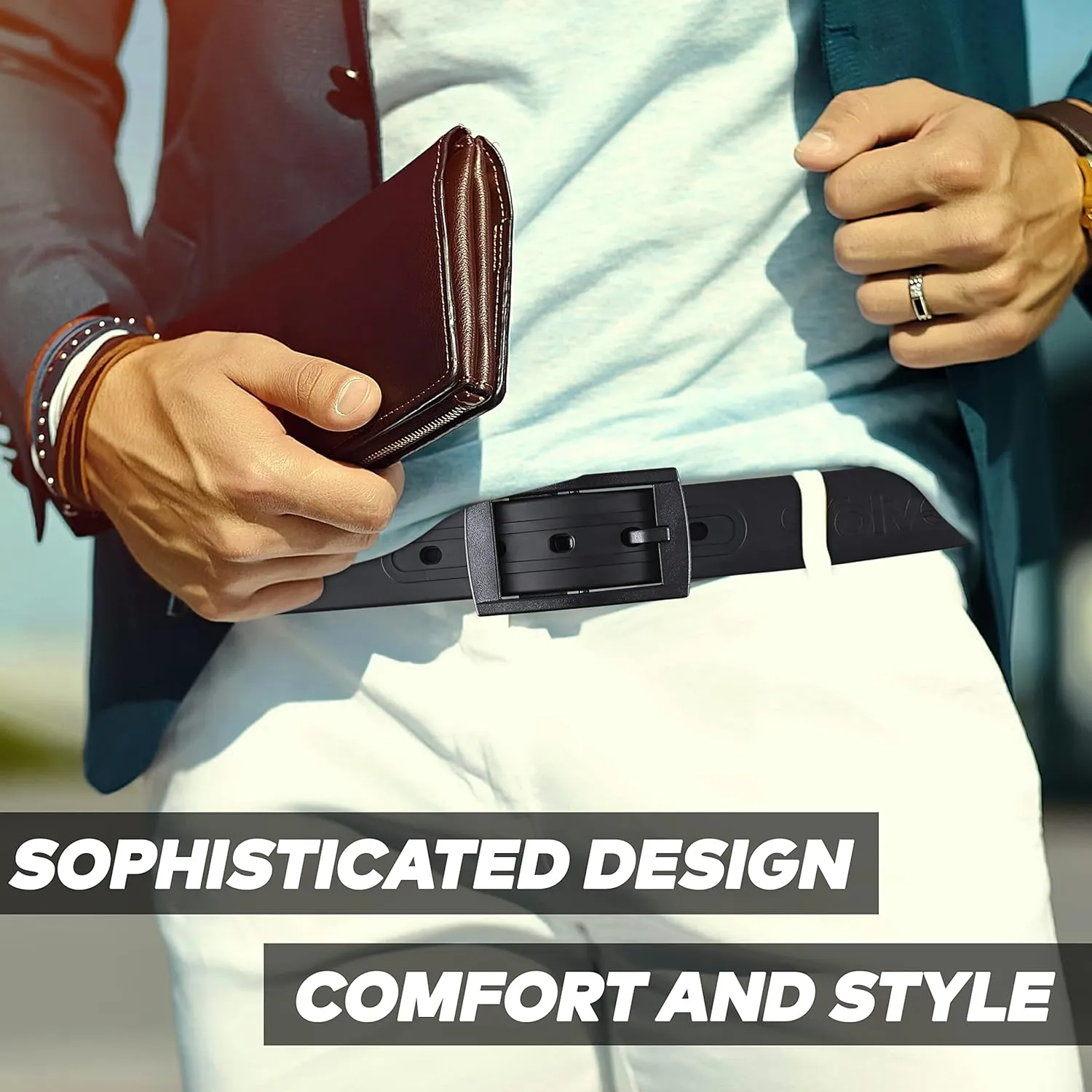 Volver Waterproof Rubber Golf Belts for Men Adjustable Cut-to-fit Interchangeable Colors