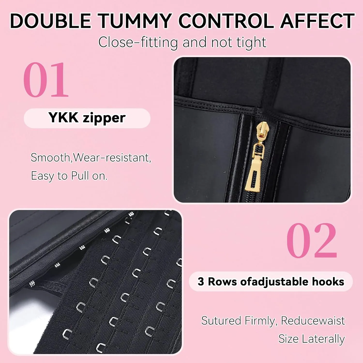 Waist Trainer for Women,Corset with Zipper and Hook Tummy Control Girdle Workout Body Shaper With Adjustable Shoulder