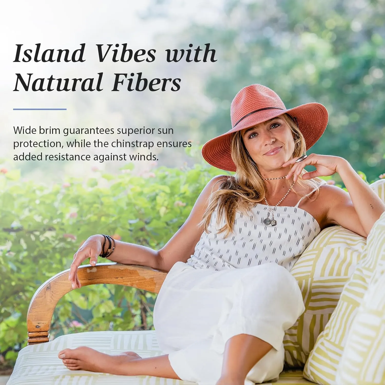 Wallaroo Hat Company Women's Sanibel Fedora  UPF 50  UV Sun Hat, Wide Brim, Packable, Chin Strap, Adjustable, 2 Sizes