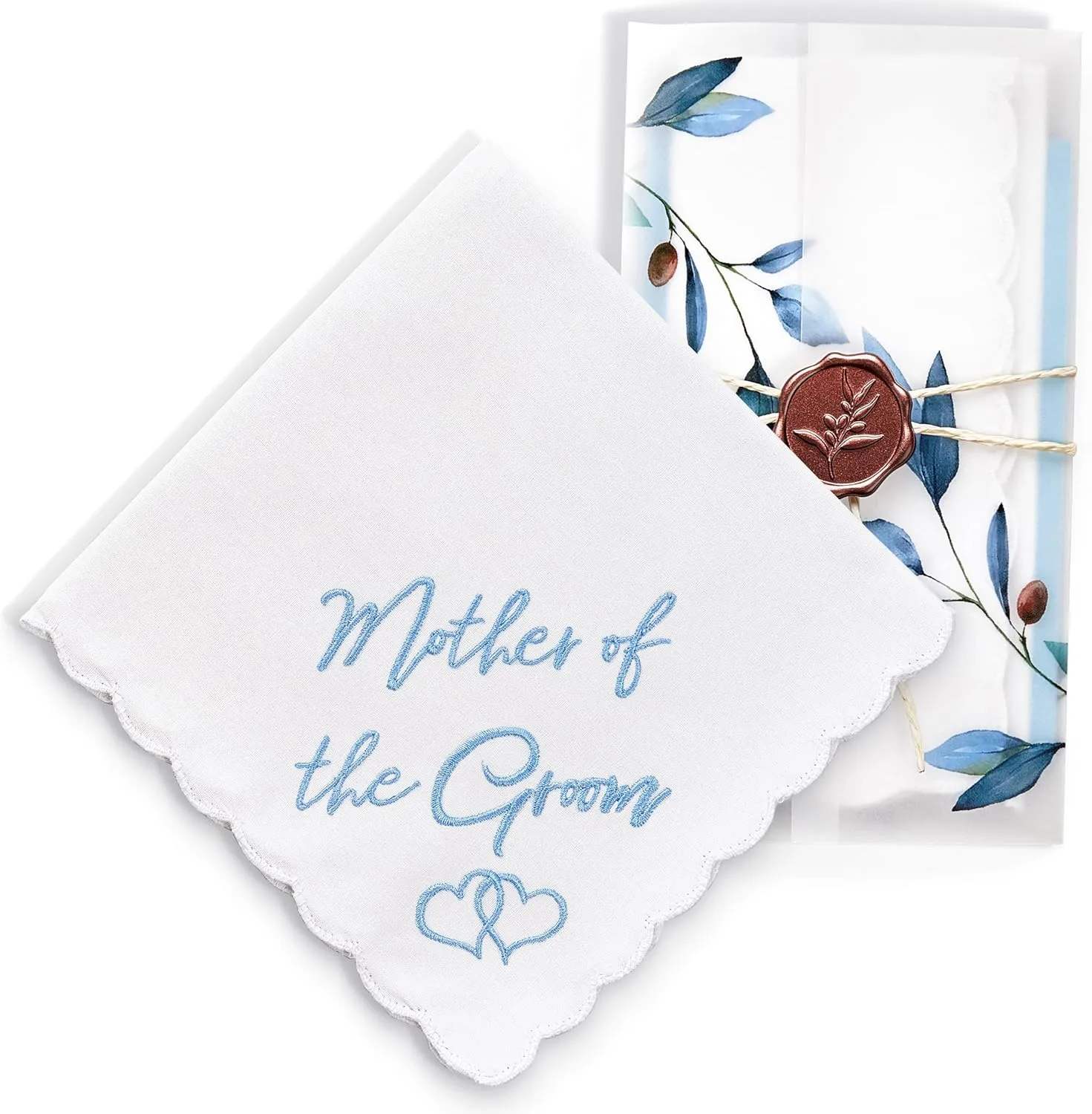 W&F GIFT Handkerchief - 12" x 12" - Something Blue for Bride on Wedding Day - Fun Gift
