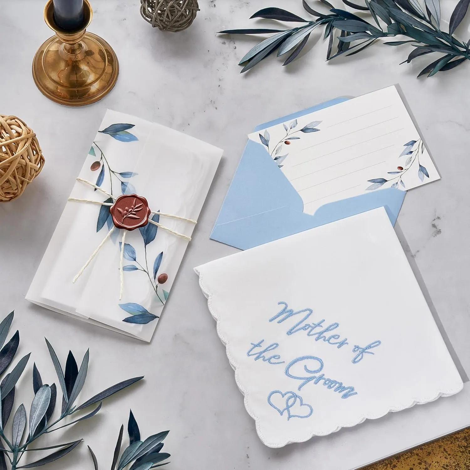 W&F GIFT Handkerchief - 12" x 12" - Something Blue for Bride on Wedding Day - Fun Gift