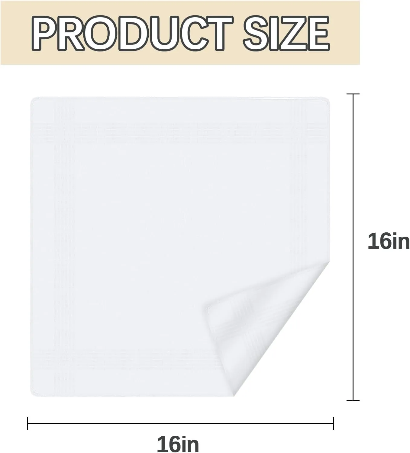 White Handkerchiefs for Men,100% Cotton Soft Cotton Handkerchief for Men, 16x16 bulk Mens Handkerchiefs father's