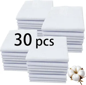 White Handkerchiefs for Men,100% Cotton Soft Cotton Handkerchief for Men, 16x16 bulk Mens Handkerchiefs father's