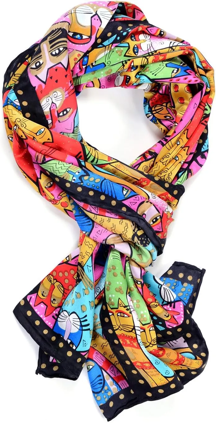 Women 100% Silk Scarves Van Gogh Painted Scarf