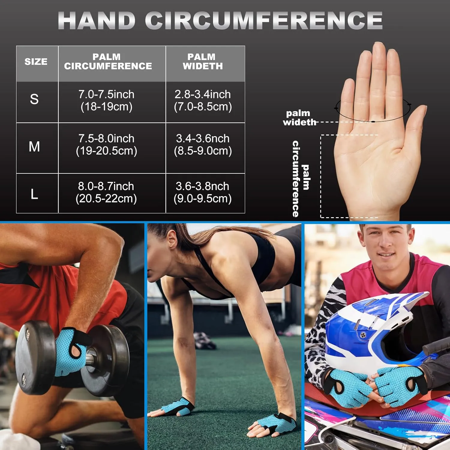 Workout Gloves, Black Gloves for Men Women, Breathable Half-Finger Fitness Exercise Gloves, Anti-Callus Glove