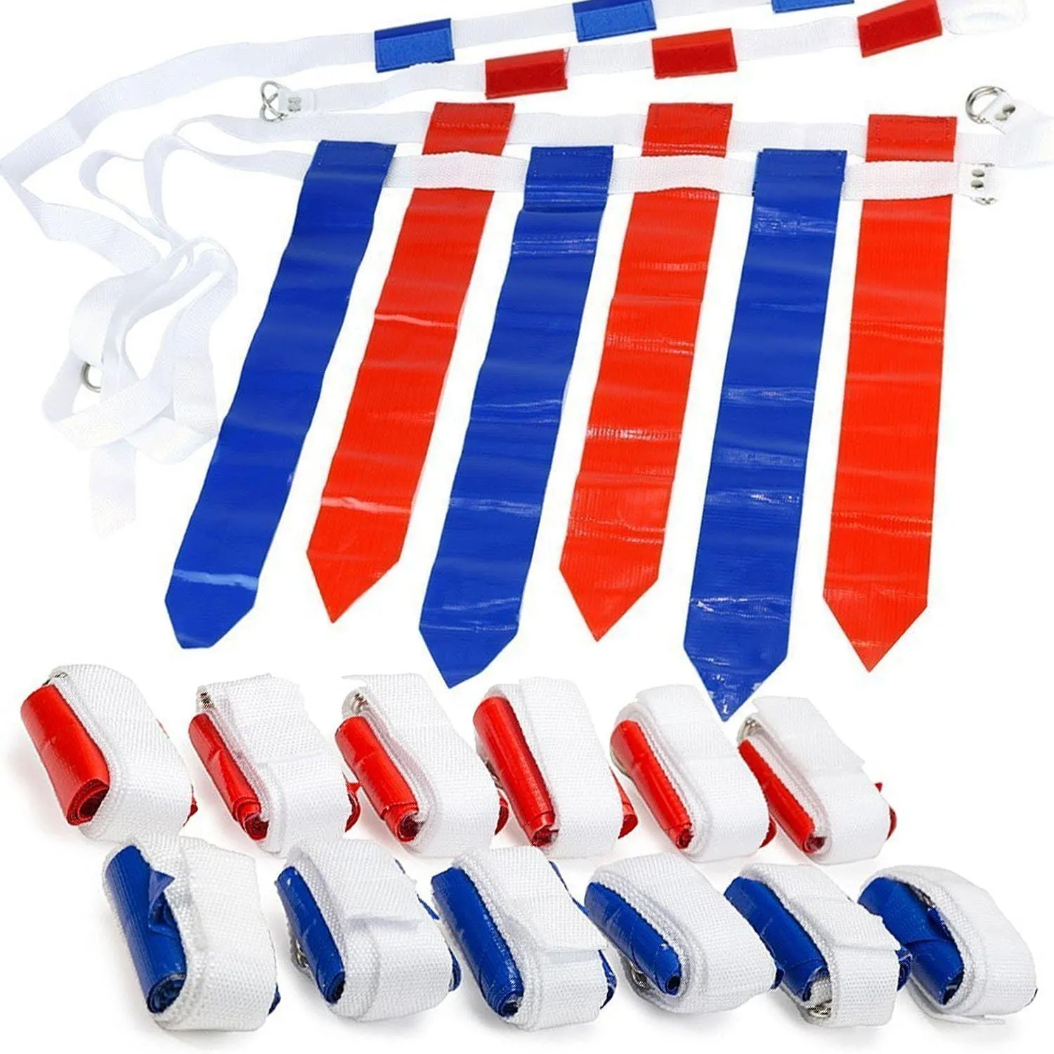 WYZworks 12 Player Adjustable Flag Football Youth/Adult Set, 3 Flags per Belt, Side Release Buckle, 36 Flags, 6 v 6 Set